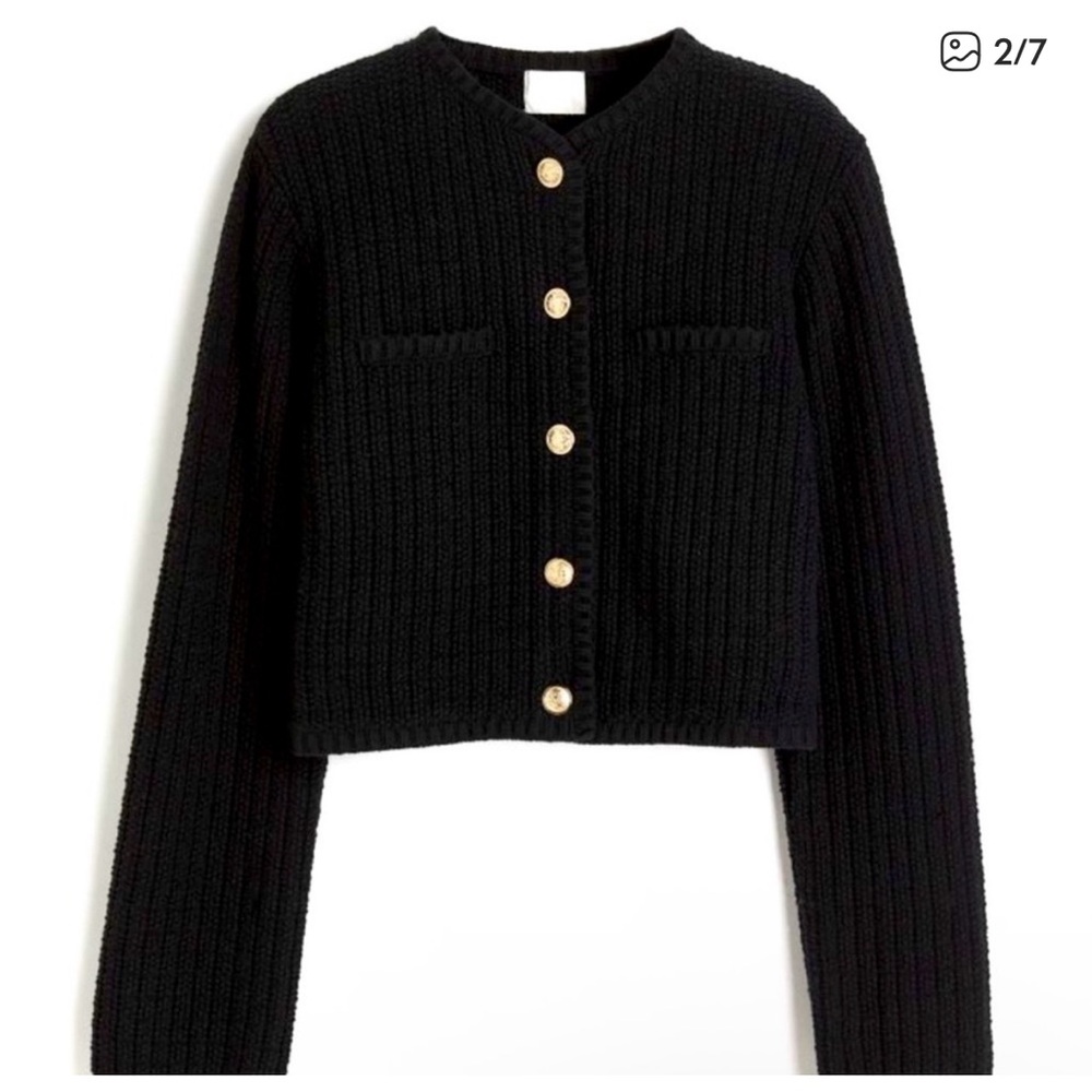 H&M Black Cardigan with Gold Buttons